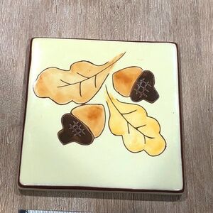 Vintage Y2K Russ Berrie Ceramic Hand Painted Acorn Trivet